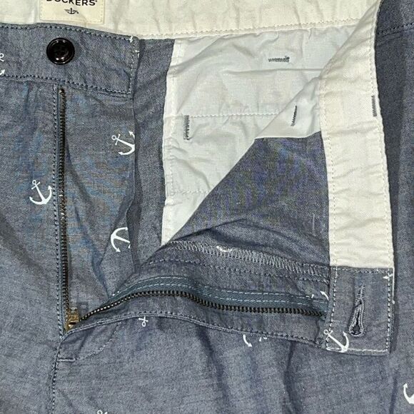 Dockers Mens 2XL Nautical Anchor Print Chino Shorts Blue White Zip Fly‎ Stretch - Picture 5 of 8